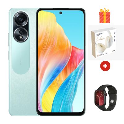 Oppo A57 4G 8Gb 128GB With Porodo Soundtec Wireless Headphone & Smart Watch Dazzling Green