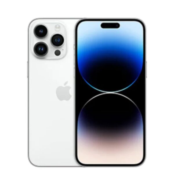 Image of the iPhone 14 Pro. its durable Ceramic Shield front cover and stainless steel frame Silver Color iPhone 14 Pro